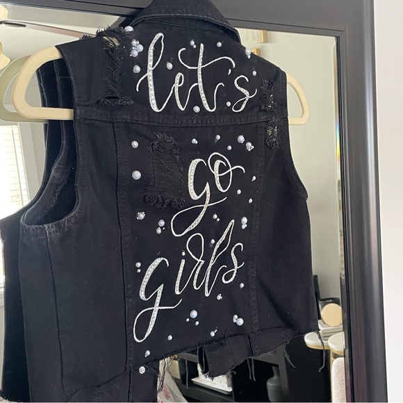 “Let’s Go Girls” Black Denim Vest - Picture 4 of 5